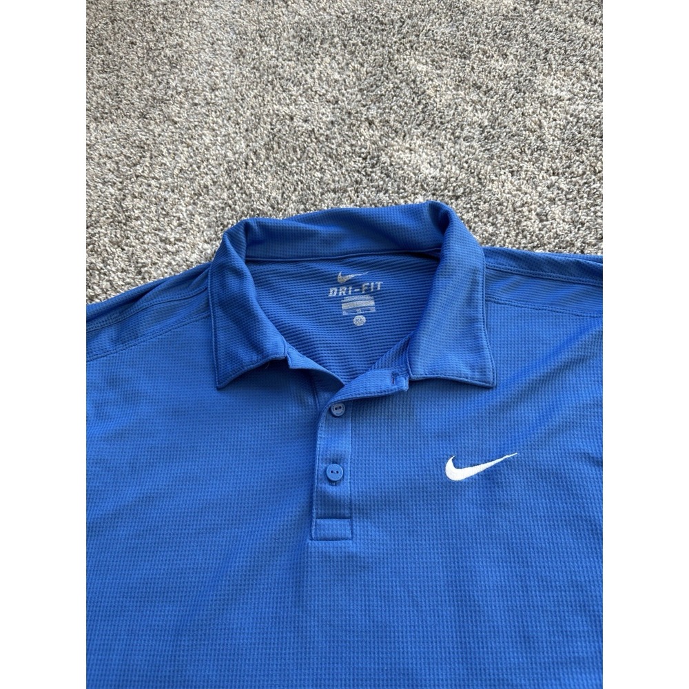 Nike Golf Dri Fit Mens Shirt Polo Blue Soft Mesh Design XL Short Sleeve